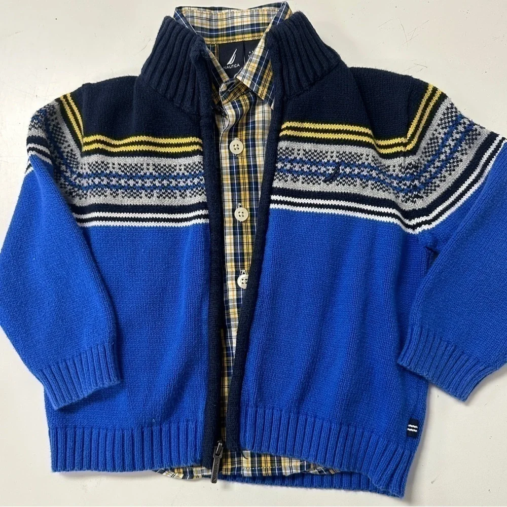 Nautica Sweater Cardigan & Button Down Dress Shirt 18-24m